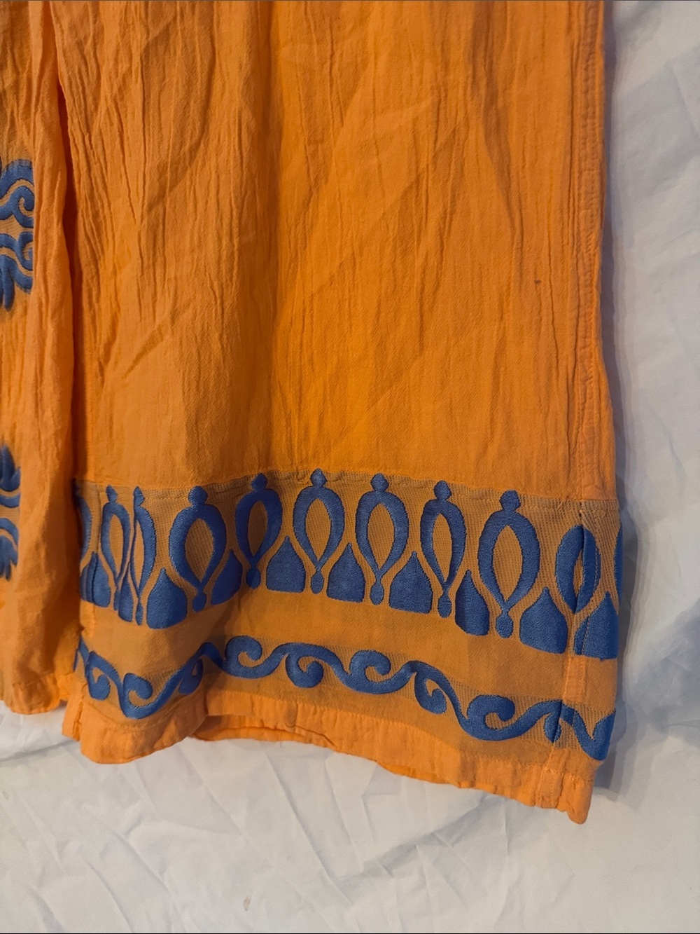 NEMA Resort Wear Boho Orange Capri’s with Blue Embroidery - Picture 4 of 5